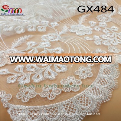 GUOXIN factory price wholesale eyelash lace fabric / embroidery lace fabric for wedding dress