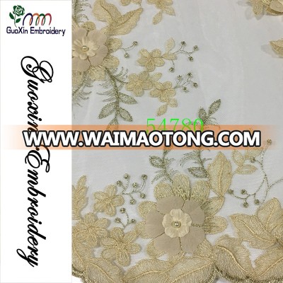 2019 Fancy Design China Gold Garment White Cord Lace Dress Fabric